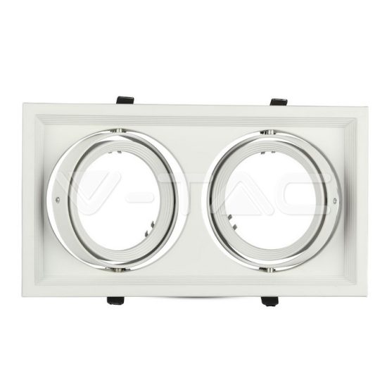 V-TAC LED SPOT BEÉPÍTŐ KERET / AR111 / 2-foglalat / fehér / szögletes / billenthető / VT- 7221 3576 V-TAC LED SPOT BEÉPÍTŐ KERET / AR111 / 2-foglalat / fehér / szögletes / billenthető / VT- 7221 3576