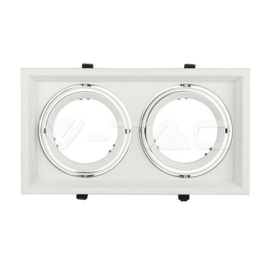 V-TAC LED SPOT BEÉPÍTŐ KERET / AR111 / 2-foglalat / fehér / szögletes / billenthető / VT- 7221 3576 V-TAC LED SPOT BEÉPÍTŐ KERET / AR111 / 2-foglalat / fehér / szögletes / billenthető / VT- 7221 3576