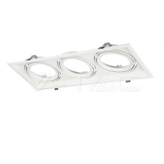 V-TAC LED SPOT BEÉPÍTŐ KERET / AR111 / 3-foglalat / fehér / szögletes / billenthető / VT- 7221 3577 V-TAC LED SPOT BEÉPÍTŐ KERET / AR111 / 3-foglalat / fehér / szögletes / billenthető / VT- 7221 3577