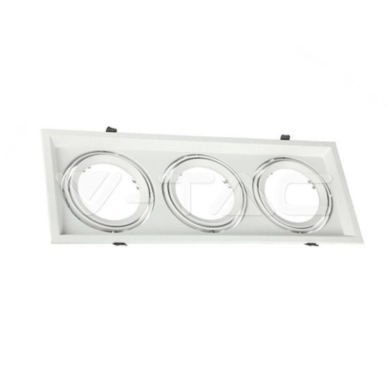 V-TAC LED SPOT BEÉPÍTŐ KERET / AR111 / 3-foglalat / fehér / szögletes / billenthető / VT- 7221 3577 V-TAC LED SPOT BEÉPÍTŐ KERET / AR111 / 3-foglalat / fehér / szögletes / billenthető / VT- 7221 3577