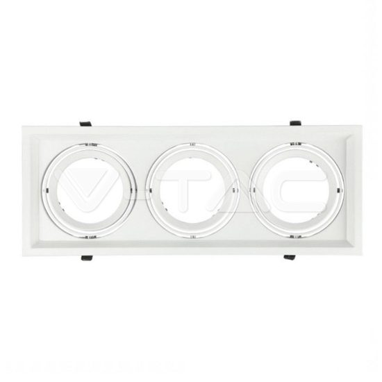 V-TAC LED SPOT BEÉPÍTŐ KERET / AR111 / 3-foglalat / fehér / szögletes / billenthető / VT- 7221 3577 V-TAC LED SPOT BEÉPÍTŐ KERET / AR111 / 3-foglalat / fehér / szögletes / billenthető / VT- 7221 3577