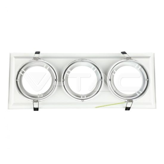 V-TAC LED SPOT BEÉPÍTŐ KERET / AR111 / 3-foglalat / fehér / szögletes / billenthető / VT- 7221 3577 V-TAC LED SPOT BEÉPÍTŐ KERET / AR111 / 3-foglalat / fehér / szögletes / billenthető / VT- 7221 3577