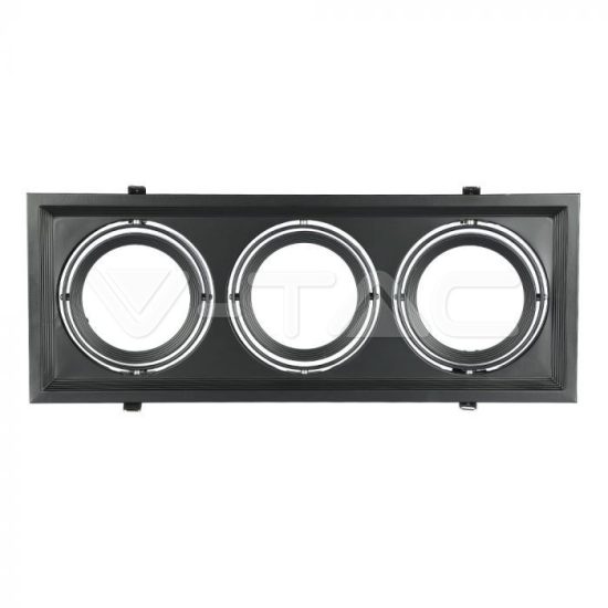 V-TAC LED SPOT BEÉPÍTŐ KERET / AR111 / 3-foglalat / fekete / szögletes / billenthető / VT- 7221 3583 V-TAC LED SPOT BEÉPÍTŐ KERET / AR111 / 3-foglalat / fekete / szögletes / billenthető / VT- 7221 3583