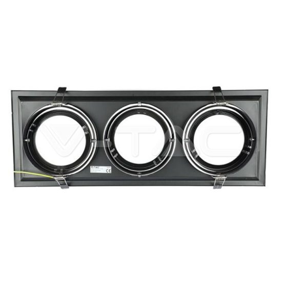 V-TAC LED SPOT BEÉPÍTŐ KERET / AR111 / 3-foglalat / fekete / szögletes / billenthető / VT- 7221 3583 V-TAC LED SPOT BEÉPÍTŐ KERET / AR111 / 3-foglalat / fekete / szögletes / billenthető / VT- 7221 3583