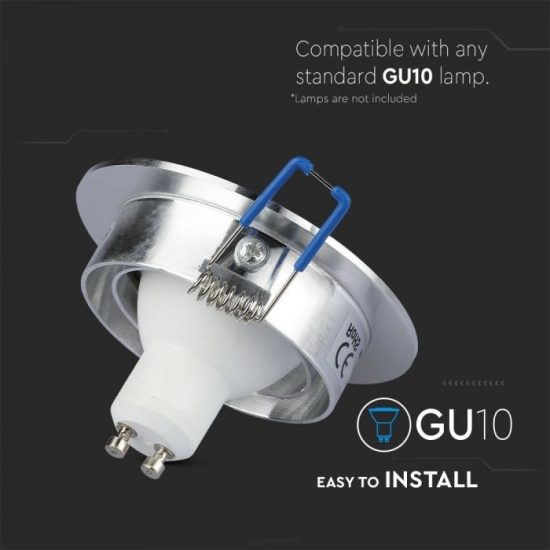 GU10 beépítőkeret alumínium kör - 3600 V-TAC
