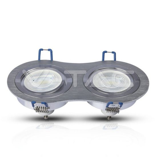 V-TAC LED SPOT BEÉPÍTŐ KERET / GU10 / 2-foglalat / csiszolt alumínium / kerek / billenthető / VT- 783 3602 V-TAC LED SPOT BEÉPÍTŐ KERET / GU10 / 2-foglalat / csiszolt alumínium / kerek / billenthető / VT- 783 3602