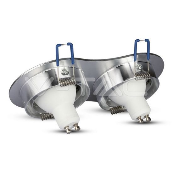 V-TAC LED SPOT BEÉPÍTŐ KERET / GU10 / 2-foglalat / csiszolt alumínium / kerek / billenthető / VT- 783 3602 V-TAC LED SPOT BEÉPÍTŐ KERET / GU10 / 2-foglalat / csiszolt alumínium / kerek / billenthető / VT- 783 3602