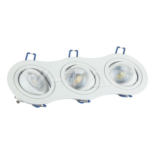 V-TAC LED SPOT BEÉPÍTŐ KERET / GU10 / 3-foglalat / fehér / kerek / billenthető / VT- 784 3603 V-TAC LED SPOT BEÉPÍTŐ KERET / GU10 / 3-foglalat / fehér / kerek / billenthető / VT- 784 3603