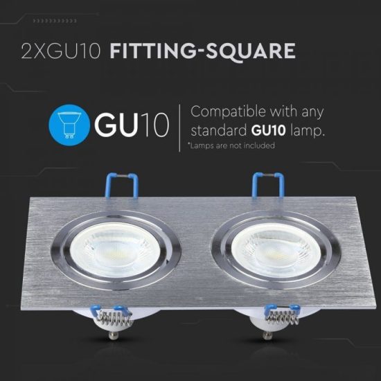 GU10 beépítőkeret dupla szögletes alumínium négyszög - 3608 V-TAC