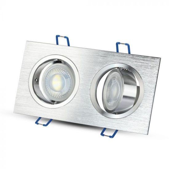 V-TAC LED SPOT BEÉPÍTŐ KERET / GU10 / 2-foglalat / csiszolt alumínium / szögletes / billenthető / VT- 783 3608