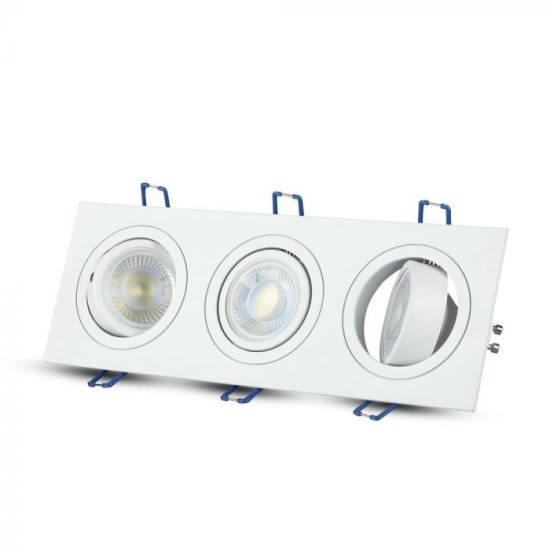 V-TAC LED SPOT BEÉPÍTŐ KERET / GU10 / 3-foglalat / fehér / szögletes / billenthető / VT- 784 3609