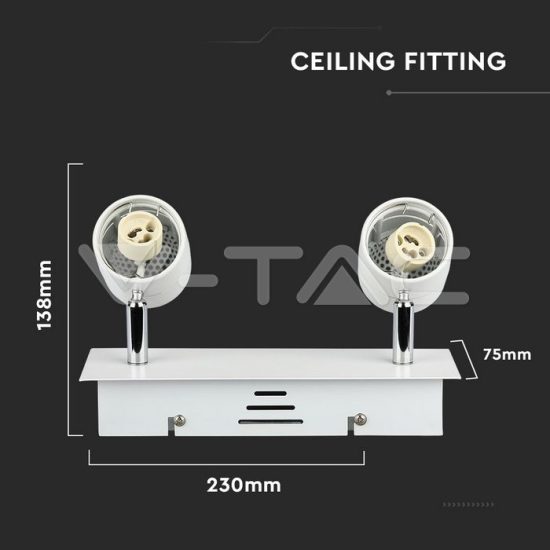 Felületre szerelhető világítás 2 x GU10 foglalattal - 3618 V-TAC Felületre szerelhető világítás 2 x GU10 foglalattal - 3618 V-TAC