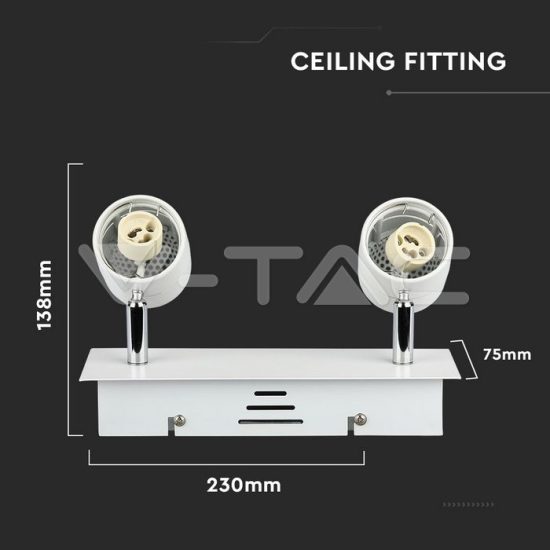 Felületre szerelhető világítás 2 x GU10 foglalattal - 3618 V-TAC