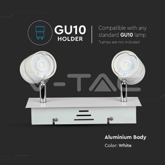 Felületre szerelhető világítás 2 x GU10 foglalattal - 3618 V-TAC Felületre szerelhető világítás 2 x GU10 foglalattal - 3618 V-TAC