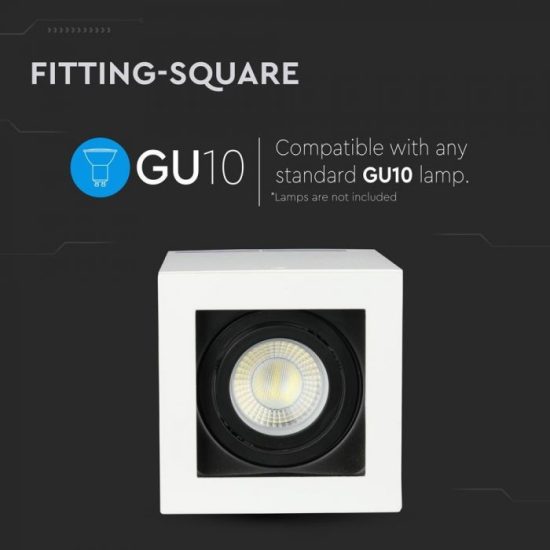 Felületre szerelhető billenthető GU10 keret négyszög - 3630 V-TAC
