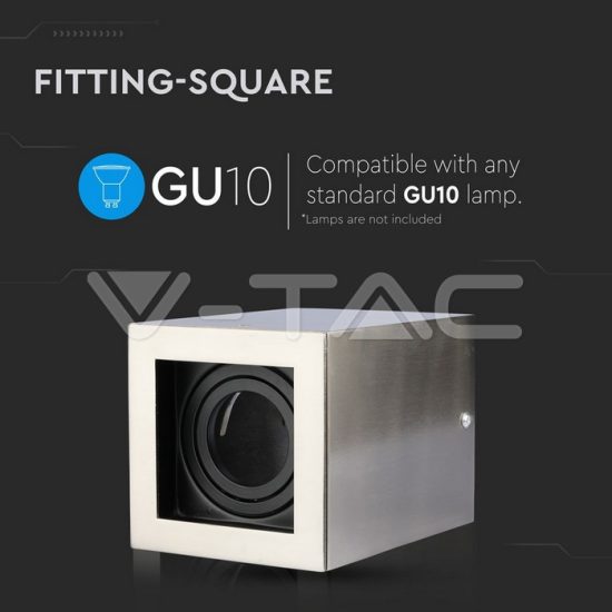 V-TAC LED SPOT FELÜLETRE SZERELHETŐ KERET / GU10 / 1-foglalat / nikkel / szögletes / billenthető / VT- 797 3632 V-TAC LED SPOT FELÜLETRE SZERELHETŐ KERET / GU10 / 1-foglalat / nikkel / szögletes / billenthető / VT- 797 3632