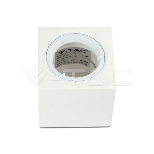 GU10 Tartó Négyzet Gipsz, Aluminium gyűrűvel Fehér