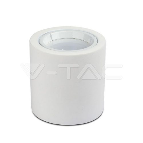 GU10 Tartó Kerek Gipsz, Aluminium gyűrűvel Fehér