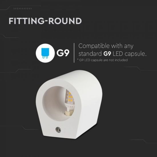 Oldalfali lámpatest G9 foglalattal kör fehér - 3694 V-TAC