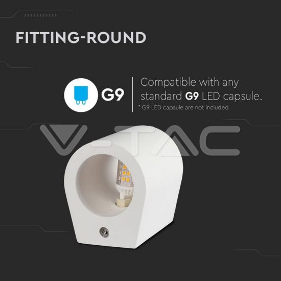 V-TAC LED SPOT OLDALFALI GIPSZKERET / G9 / 1-foglalat / fehér / kerek / fix / VT-858 3694 V-TAC LED SPOT OLDALFALI GIPSZKERET / G9 / 1-foglalat / fehér / kerek / fix / VT-858 3694