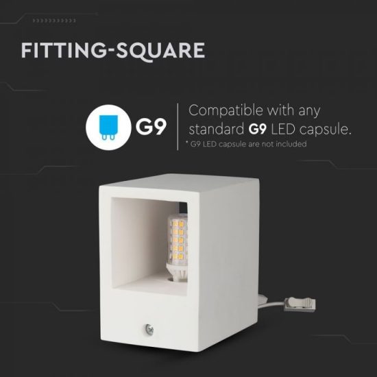 Oldalfali lámpatest G9 foglalattal négyszög fehér - 3695 V-TAC