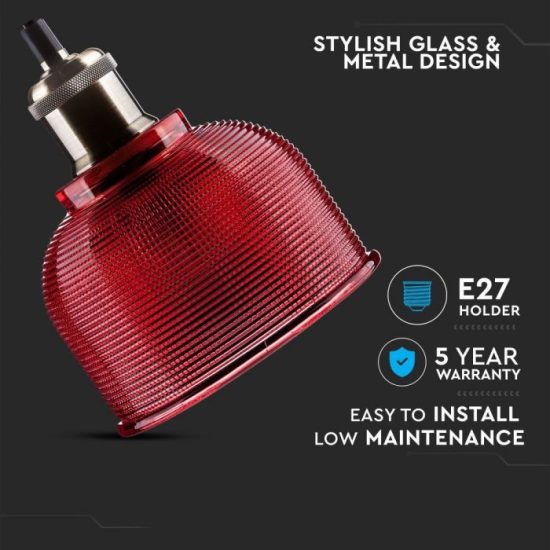 Piros üveg csillár - 3731 V-TAC