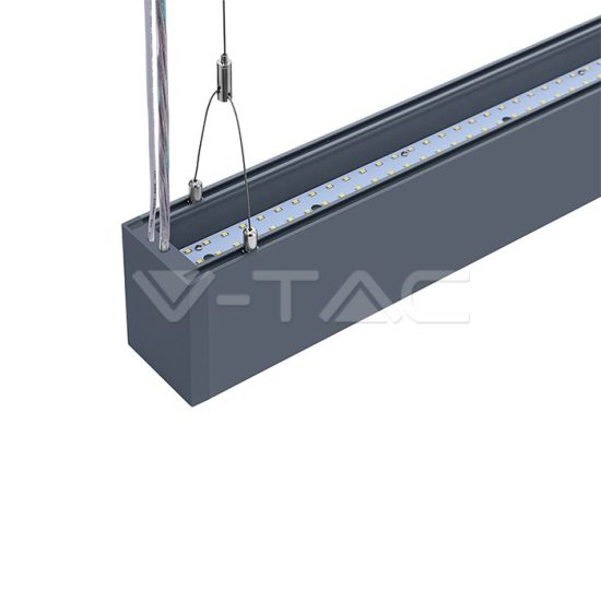 V-TAC LED KÉTIRÁNYÚ LINEÁR LÁMPATEST SODRONYOS FÜGGESZTÉKKEL / 60W / toldható / nappali fehér - 4000K / fekete / VT-7-60 PRO379