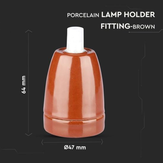 Porcelán E27 foglalat barna - 3802 V-TAC