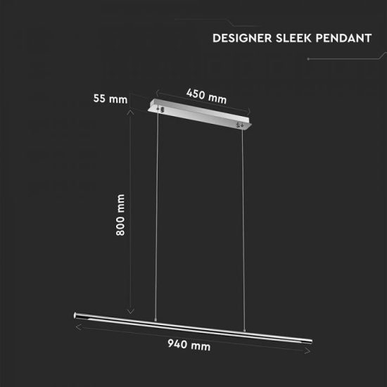 18W LED függő fényforrás fényes króm - 3890 V-TAC