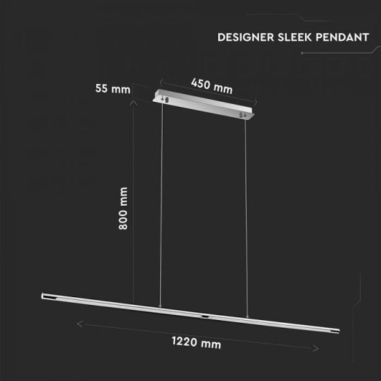 24W LED függő fényforrás fényes króm - 3891 V-TAC