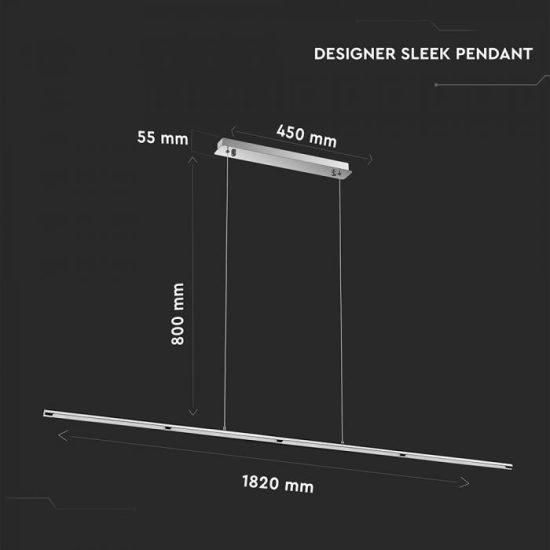 36W LED függő fényforrás fényes króm - 3892 V-TAC