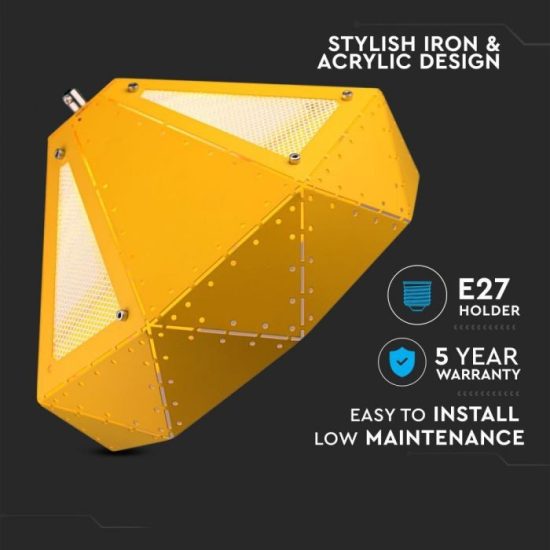 Pasztel sárga fém csillár prizma hátsú E27 - 3947 V-TAC