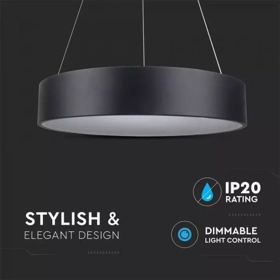 20W LED gyűrű csillár fekete dimmelhető 3000K - 3993 V-TAC