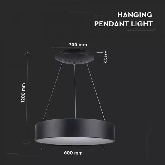 30W LED gyűrű csillár fekete dimmelhető 3000K - 3996 V-TAC