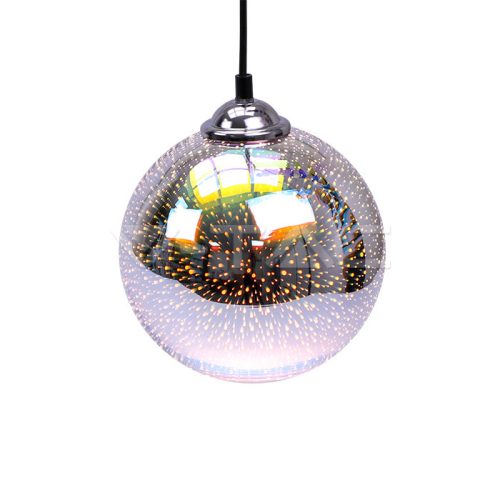 Függeszték 3D üveg búrával, E27 foglalattal 200mm