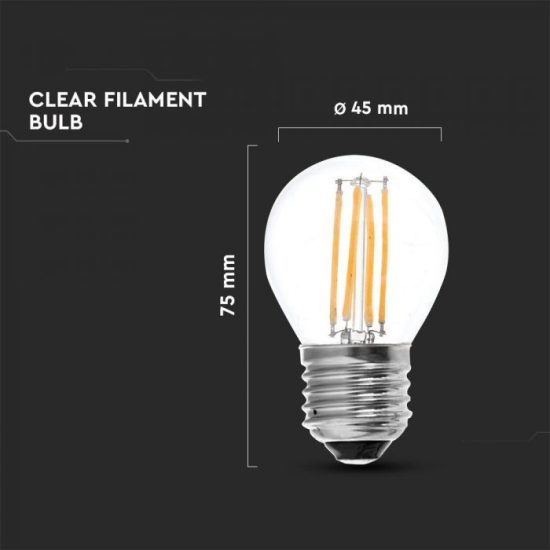 Retro LED izzó - 4W Filament E27 G45 Természetes fehér 4427 V-TAC