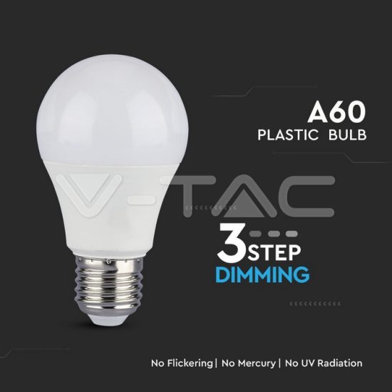 V-TAC LED IZZÓ 3 lépésben dimmelhető / E27 / 9W / VT-2011 hideg fehér 4449 V-TAC LED IZZÓ 3 lépésben dimmelhető / E27 / 9W / VT-2011 hideg fehér 4449