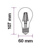 Retro LED izzó - 4W Filament fehér üveg E27 A60 Hideg fehér 4491 V-TAC