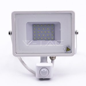   30W Mozgásérzékelős LED reflektor Samsung chip fehér IP65 6400K - PRO459 V-TAC