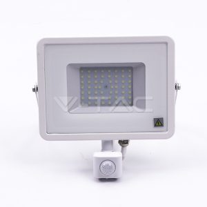   50W Mozgásérzékelős LED reflektor Samsung chip fehér IP65 6400K - PRO468 V-TAC