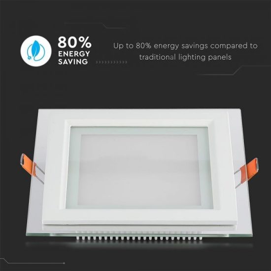 6W Négyszög Üveg Mini LED Panel süllyeszthető 3000K - 4738 V-TAC