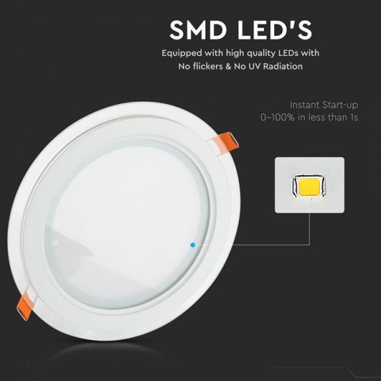 6W Kör Üveg Mini LED  Panel 6400K - 4739 V-TAC