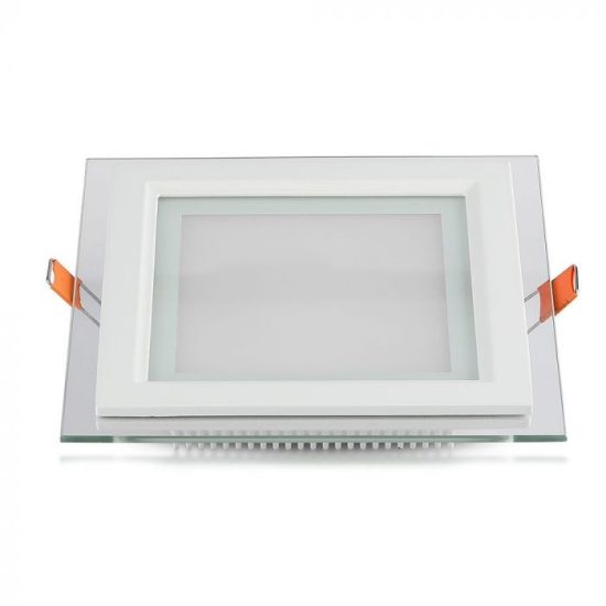 12W Négyszög Üveg mini LED panel süllyeszthető 3000K - 4742 V-TAC