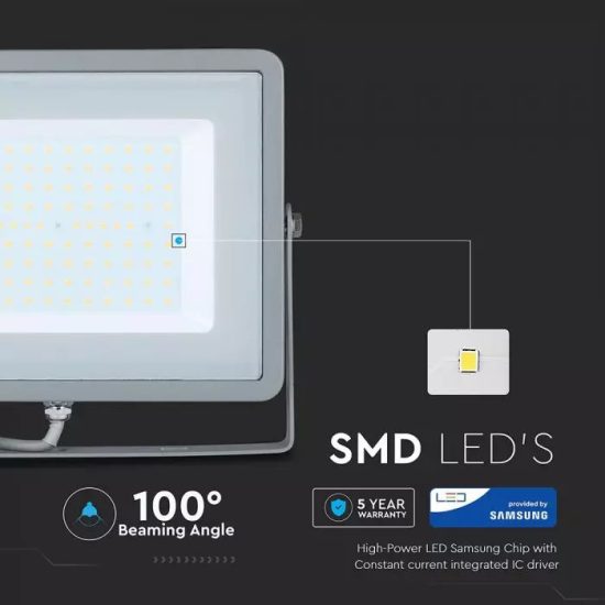 100W LED reflektor Samsung chip szürke 6400K - PRO474 V-TAC