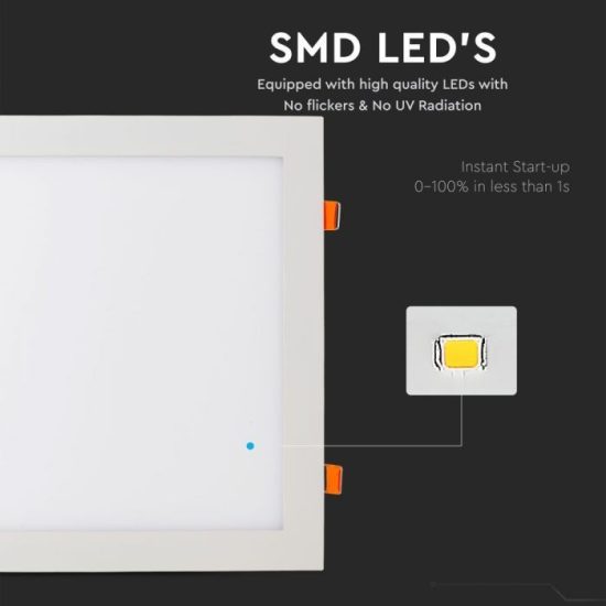 24W Négyszög Premium LED Panel süllyeszthető 3000K - 4887 V-TAC