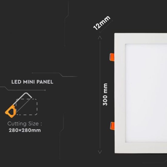 24W Négyszög Premium LED Panel süllyeszthető 3000K - 4887 V-TAC