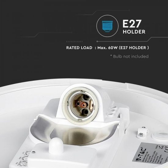 Mennyezeti E27 foglalattal ellátott lámpatest beépített mikrohullámú mozgásérzékelővel - 4966 V-TAC
