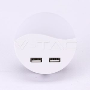   LED éjszakai fény 0,4 W beépített alkonykapcsolóval USB aljzattal 3000K - PRO505 V-TAC