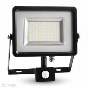   V-TAC LED MOZGÁSÉRZÉKELŐS REFLEKTOR / 50W / fekete / VT-4850 PIR meleg fehér 5701