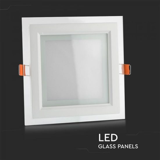 12W Négyszög Üveg mini LED panel süllyeszthető 4000K - 6278 V-TAC